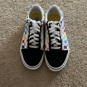 Women’s rainbow checkered vans